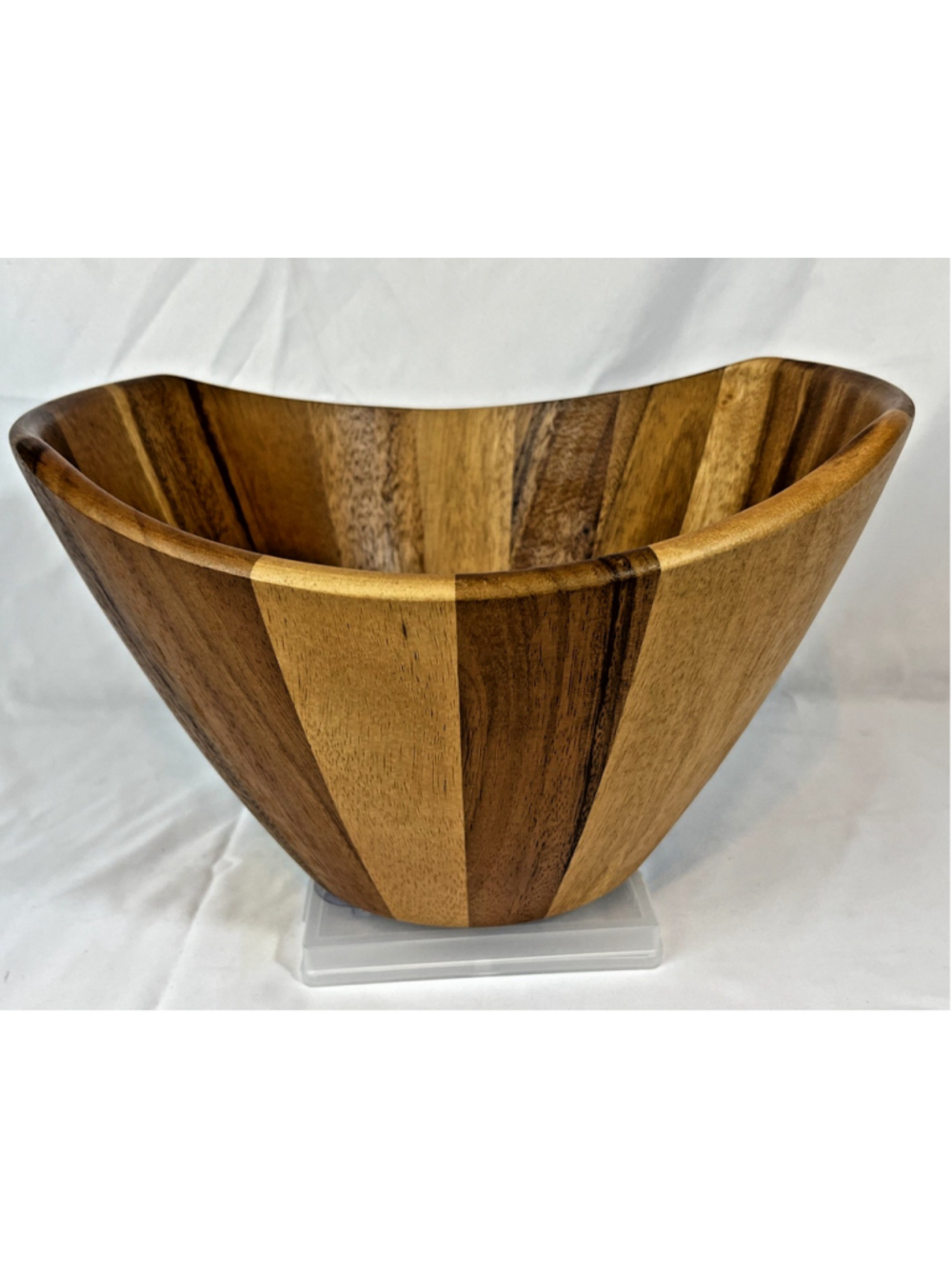 Large 12" Wooden Bowl Mid-Century Modern Center Piece Serving Purse Bowl Salad